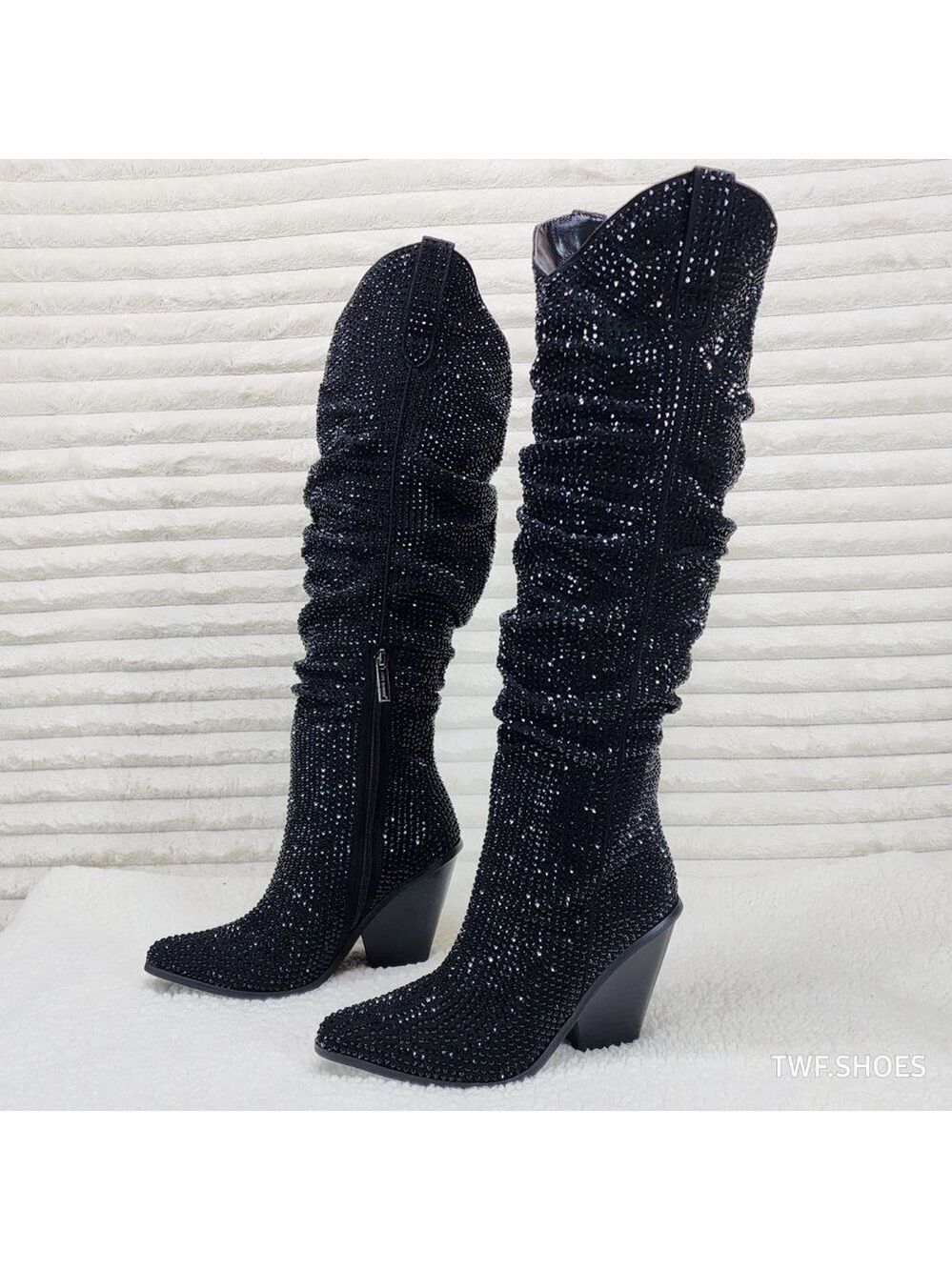 Cape Robbin Diamond Rider Rhinestone Glamour Western Draped Knee Boots Cowgirl - Picture 7 of 7